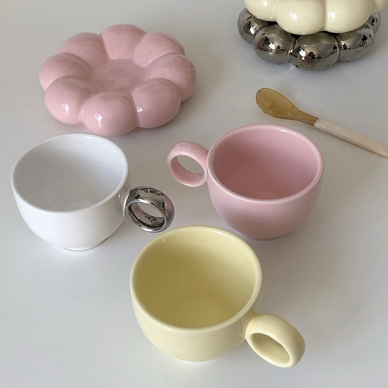 Ceramic Flower Cup And Saucer Set