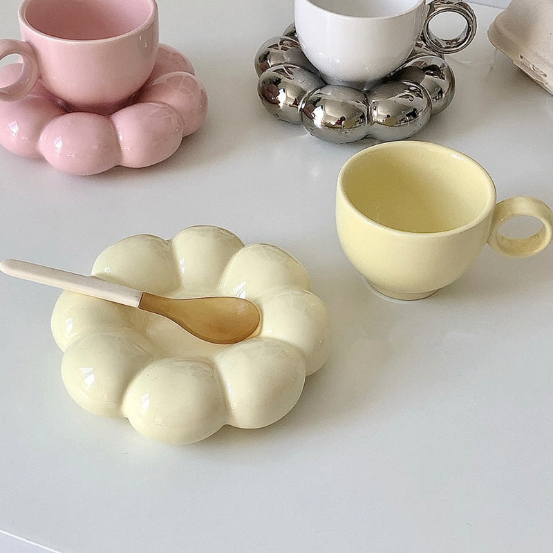 Ceramic Flower Cup And Saucer Set