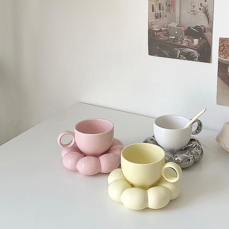 Ceramic Flower Cup And Saucer Set