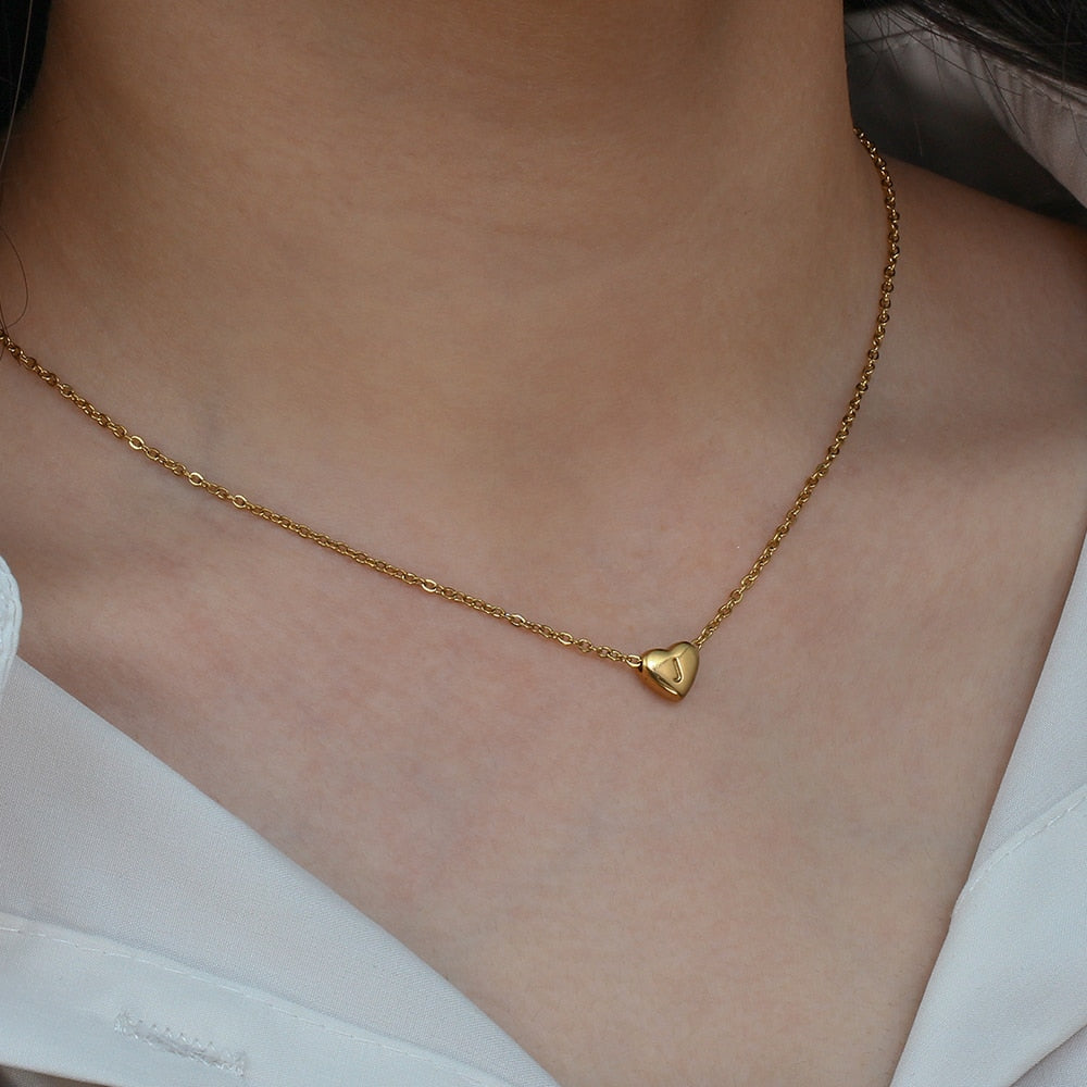 Heart-Shaped Initial Necklace