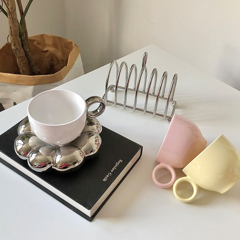 Ceramic Flower Cup And Saucer Set