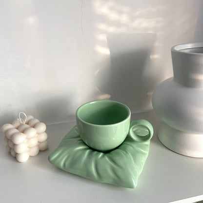 Ceramic Pillow Cup &amp; Saucer Set