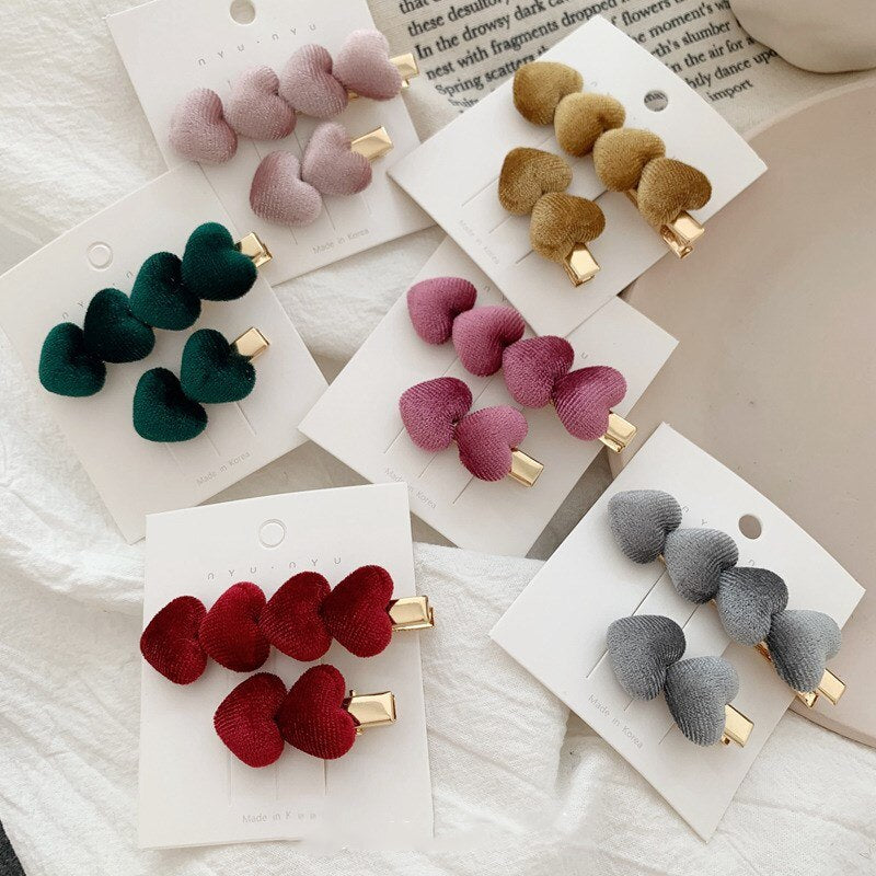 Velvet Hearts Hair Clips