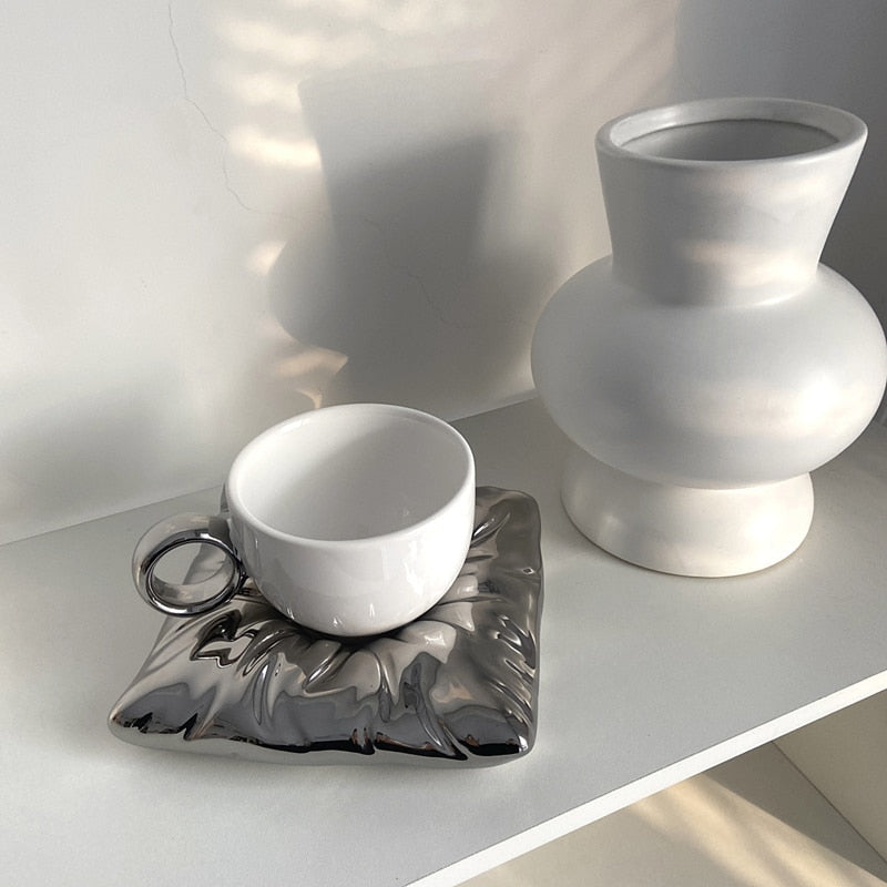 Ceramic Pillow Cup &amp; Saucer Set