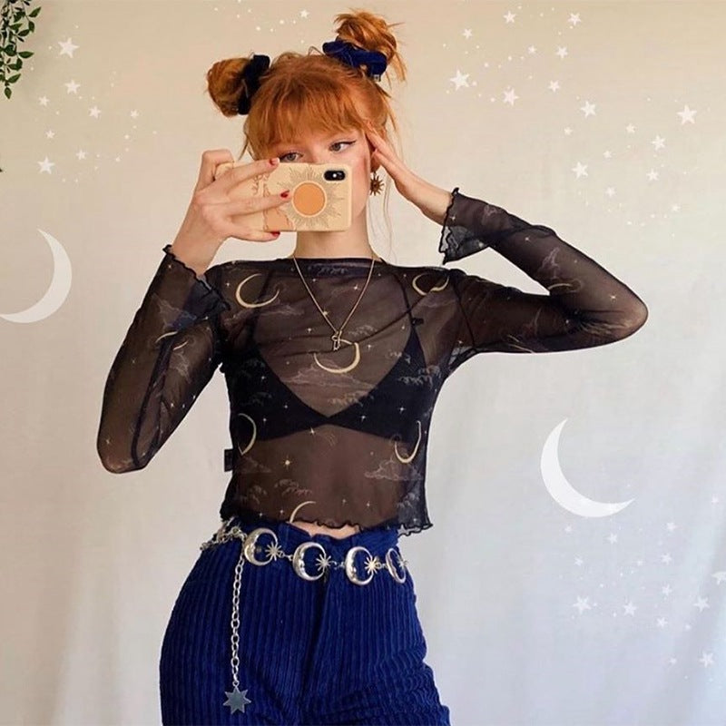 Sun And Moon Mesh Top