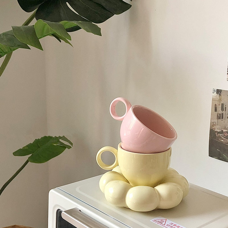 Ceramic Flower Cup And Saucer Set