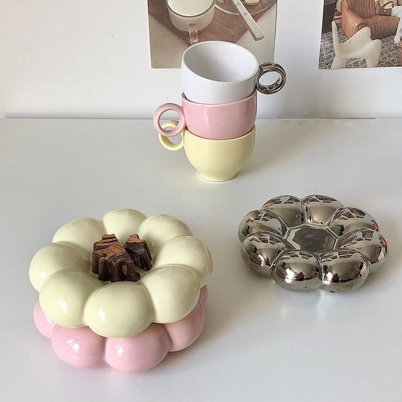 Ceramic Flower Cup And Saucer Set