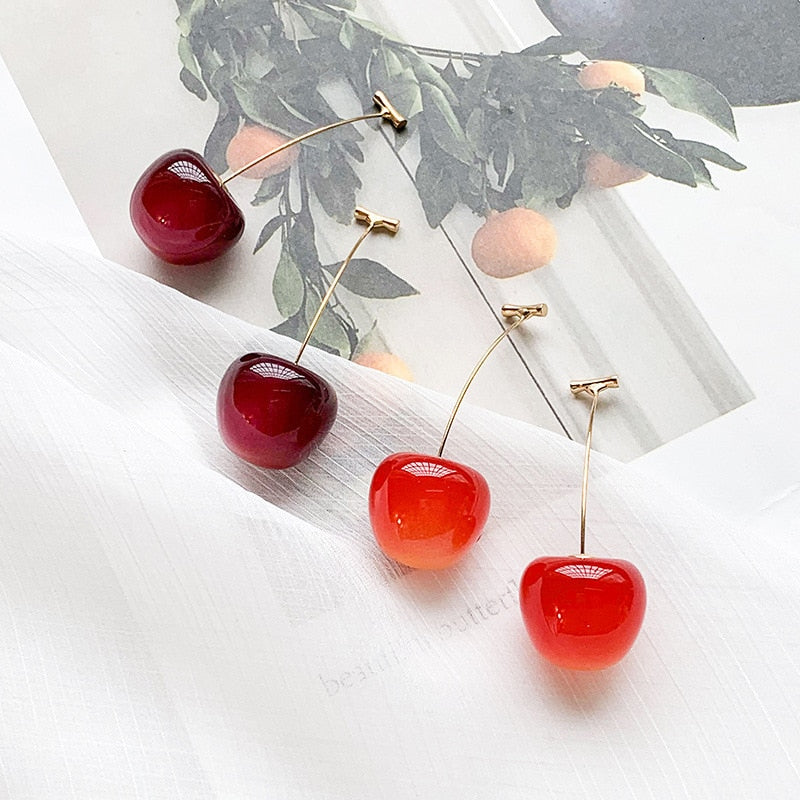 Red Cherry Drop Earrings – Creme Cloud