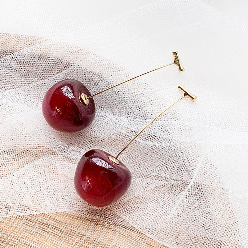 Red Cherry Drop Earrings