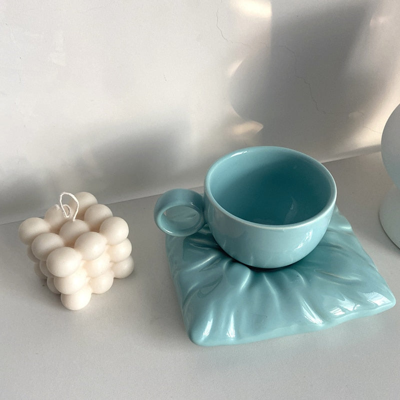 Ceramic Pillow Cup &amp; Saucer Set