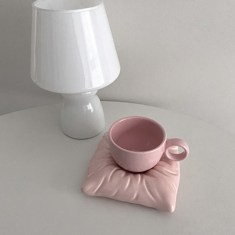 Ceramic Pillow Cup &amp; Saucer Set