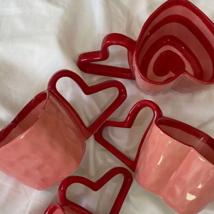 Heart-Shaped Ceramic Mugs