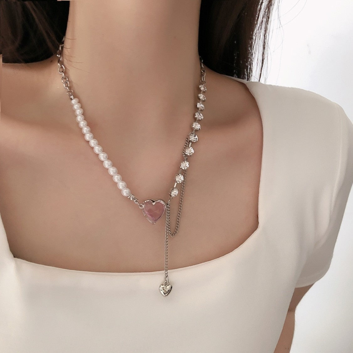 Love Pearl And Diamond Neklace