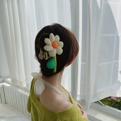 Plush Flower Hair Clips