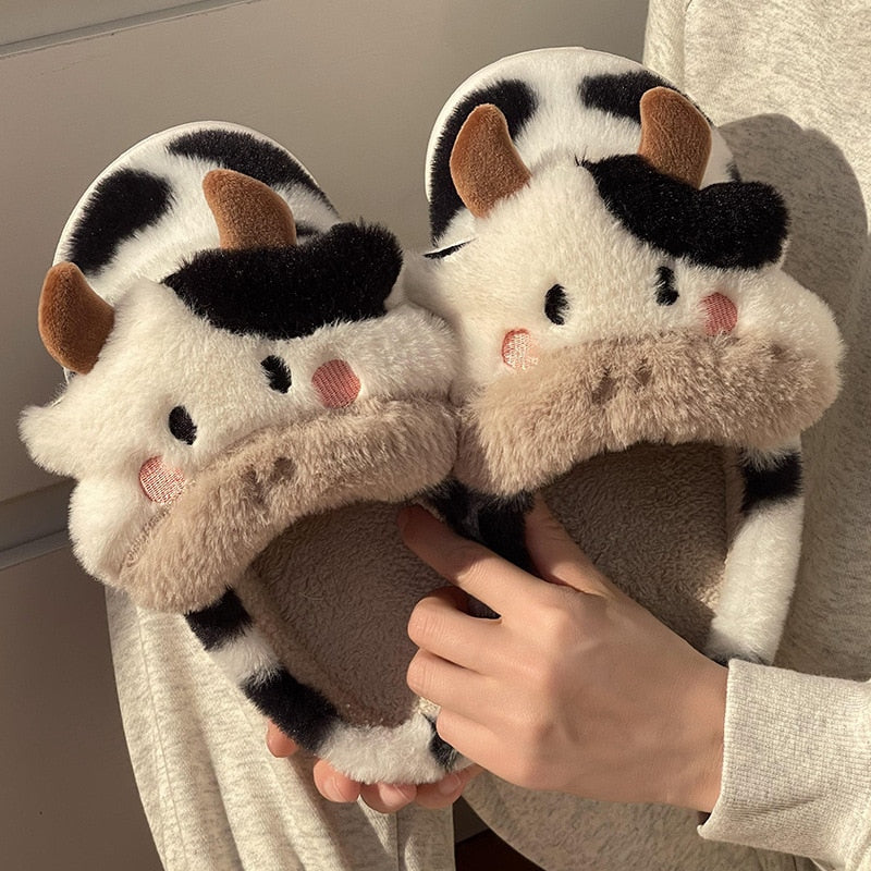 Fluffy Cow Slippers