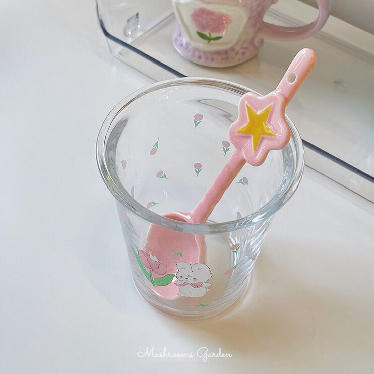 Pink Star Ceramic Spoon