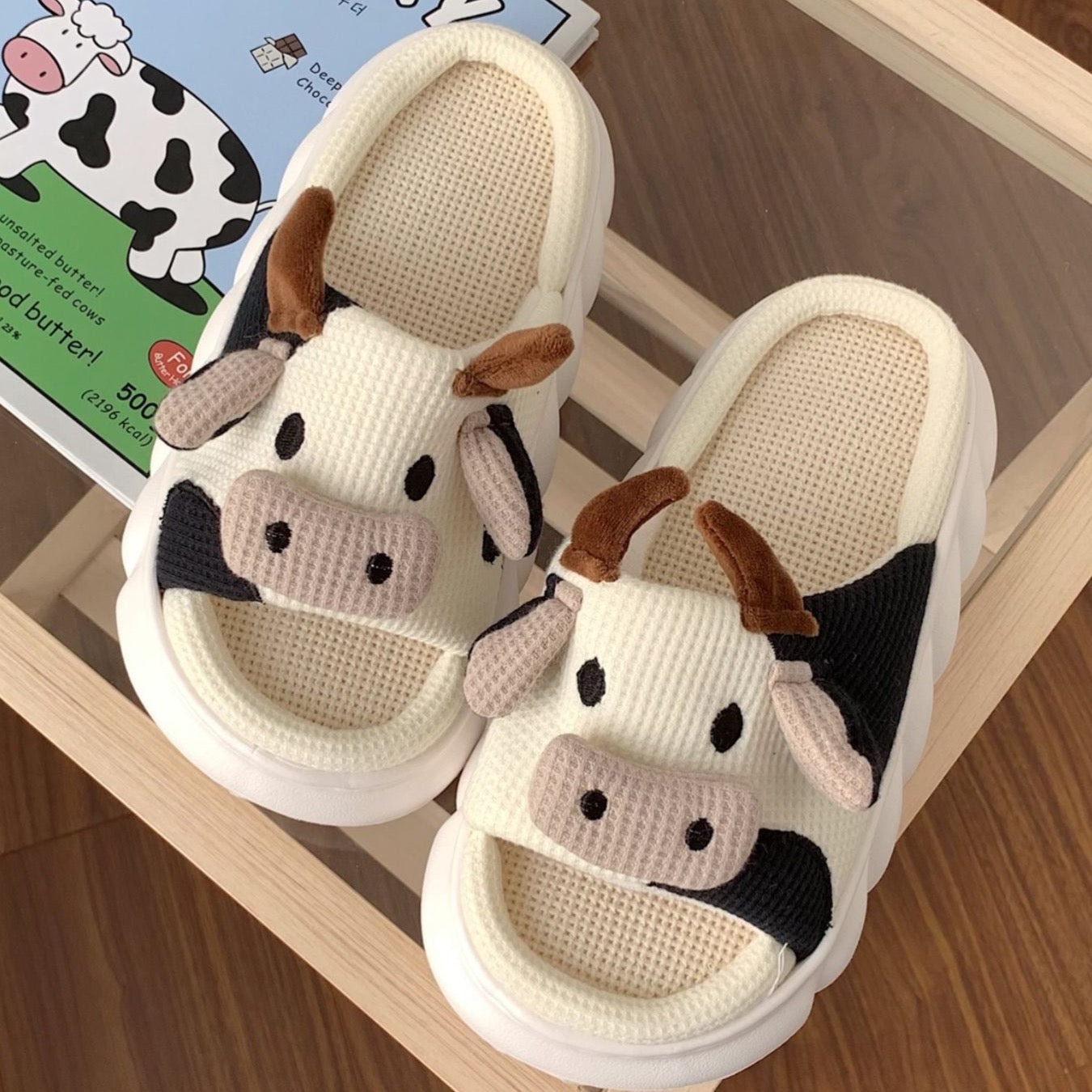 Fluffy Cow Slippers