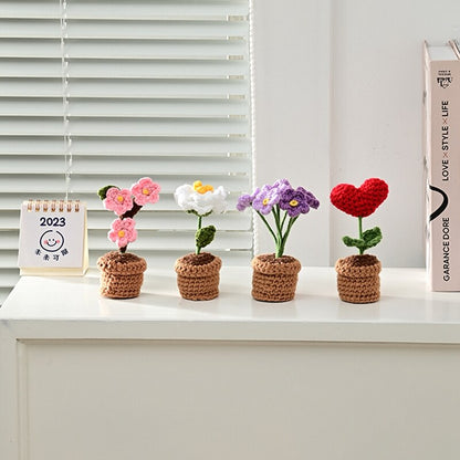 Mini Handmade Crochet Flowers Pots