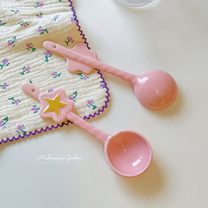 Pink Star Ceramic Spoon