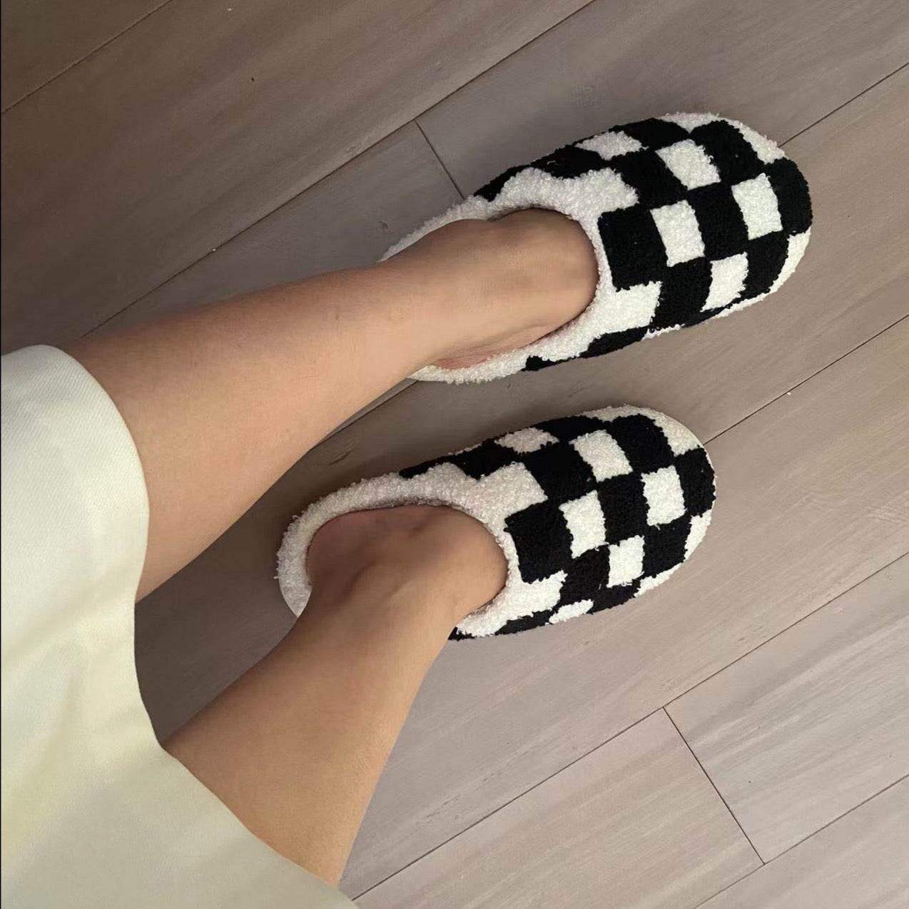 Checkerboard Cotton Slippers