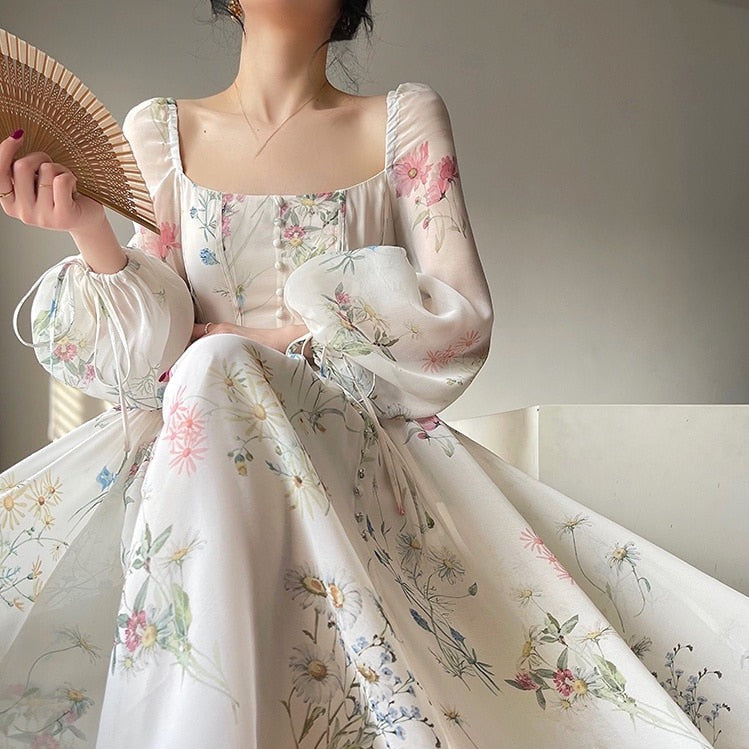 French Floral Midi Dress