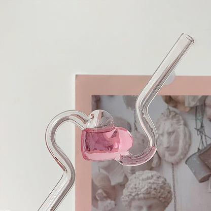 Heart Glass Straw