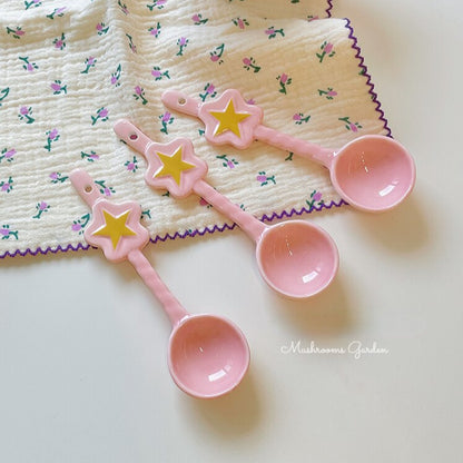 Pink Star Ceramic Spoon