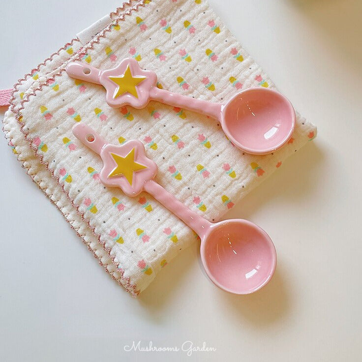 Pink Star Ceramic Spoon