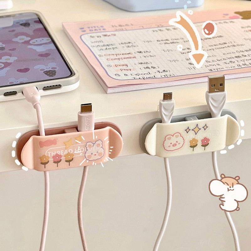 4pcs Cute Charging Cable Desk Organizers