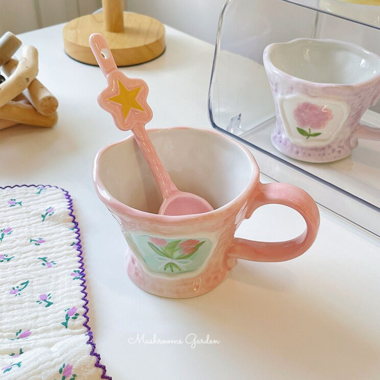 Pink Star Ceramic Spoon