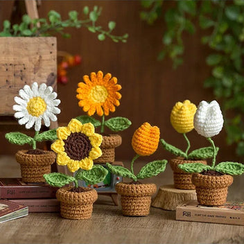 Handmade Crochet Flower Pot – Creme Cloud
