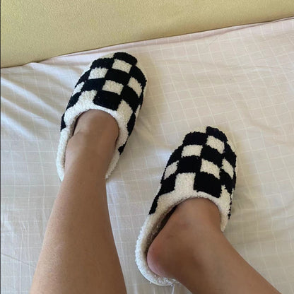 Checkerboard Cotton Slippers