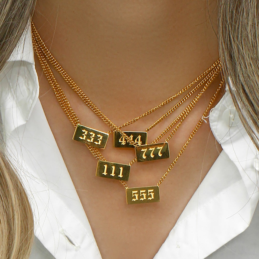 Angel Number Plate Necklace