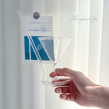 Transparent Glass with Straw Cup