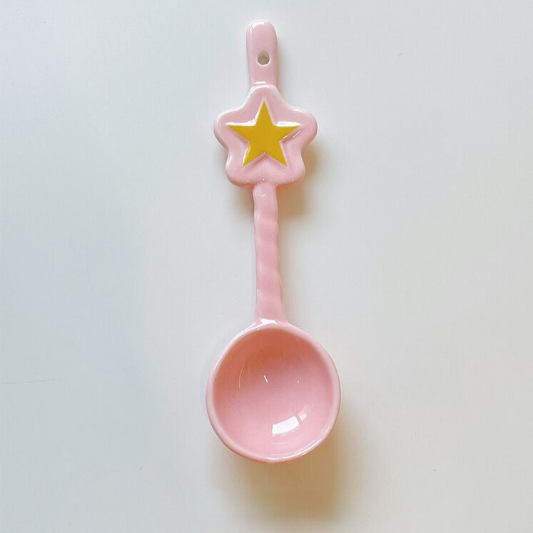 Pink Star Ceramic Spoon