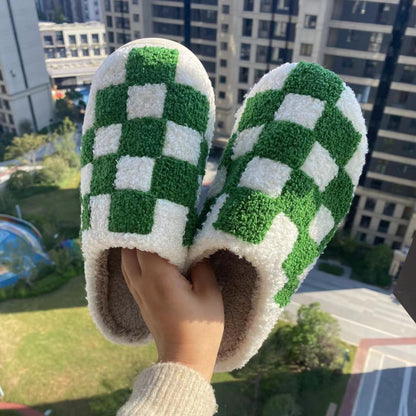 Checkerboard Cotton Slippers