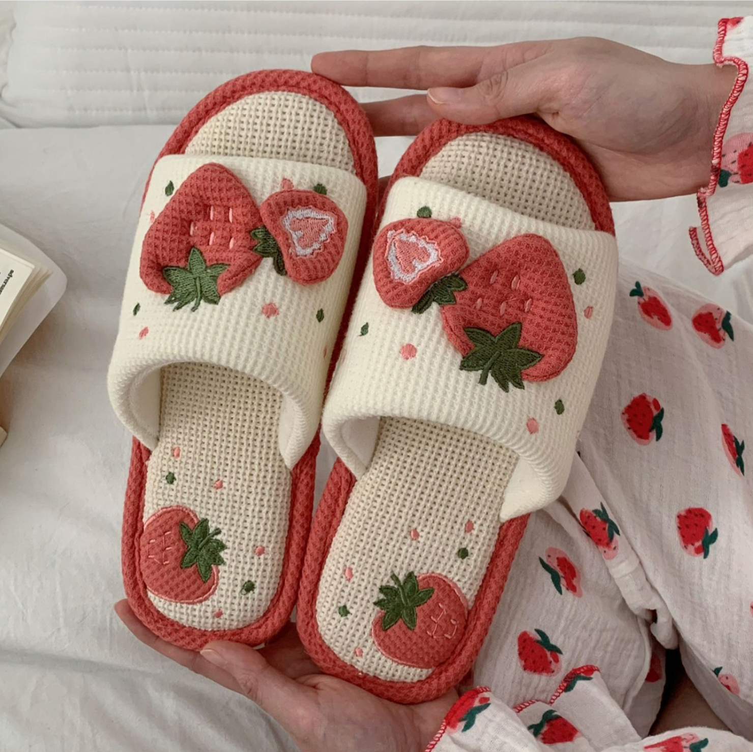 Plush Strawberry Slippers