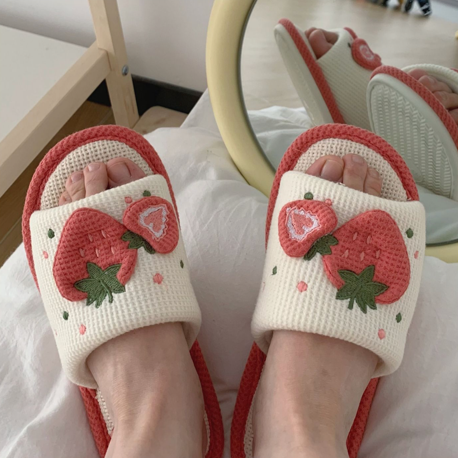 Plush Strawberry Slippers