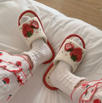 Plush Strawberry Slippers