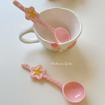 Pink Star Ceramic Spoon