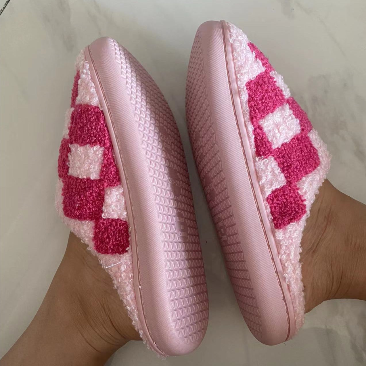 Checkerboard Cotton Slippers