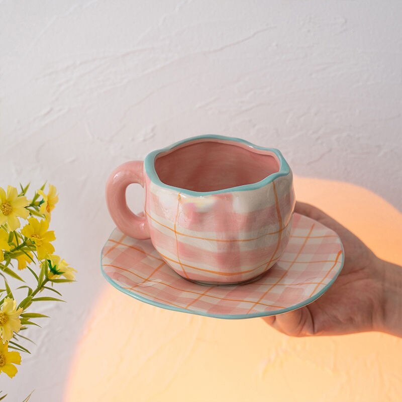 Ceramic Flower Cup And Saucer Set