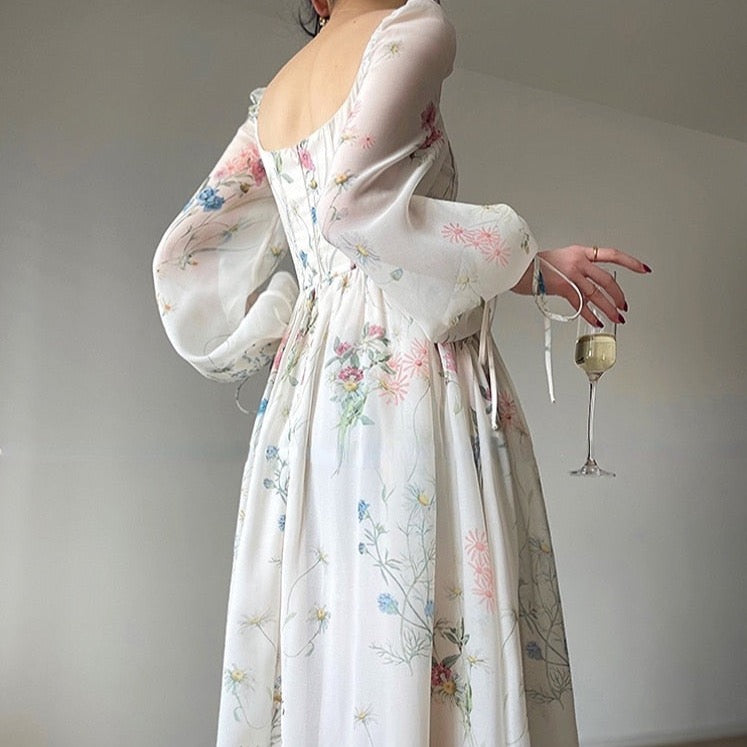 French Floral Midi Dress