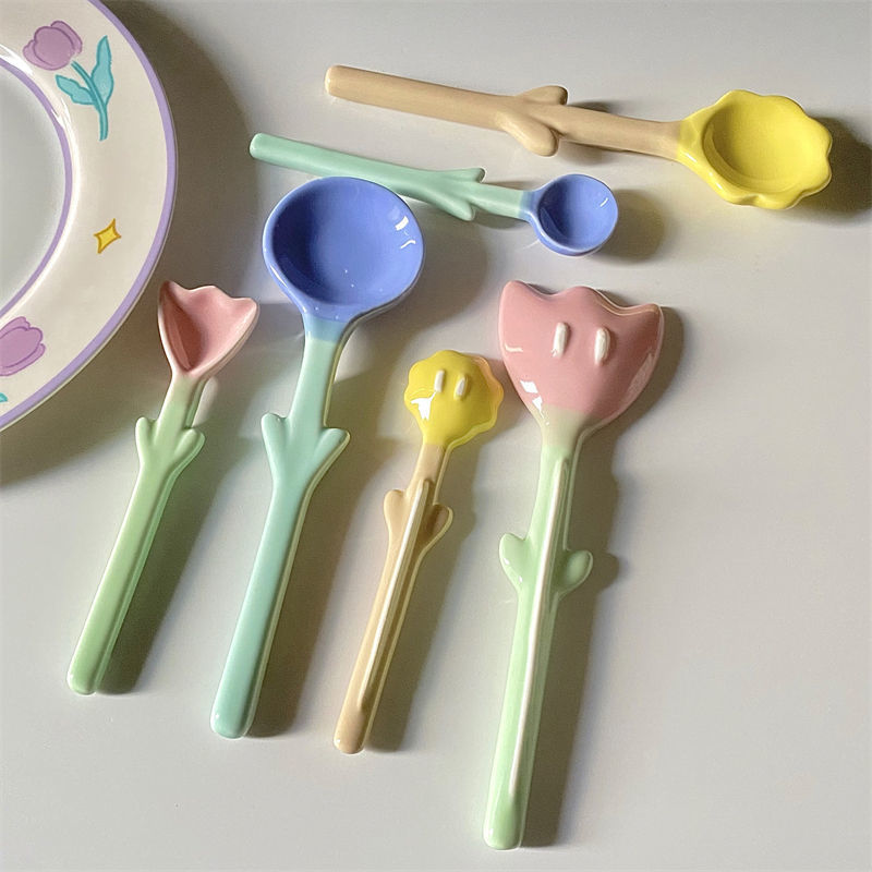 Tulip Shaped Ceramic Spoon