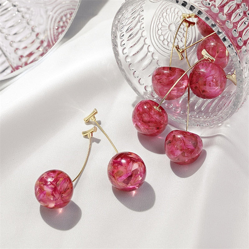 Red Cherry Drop Earrings