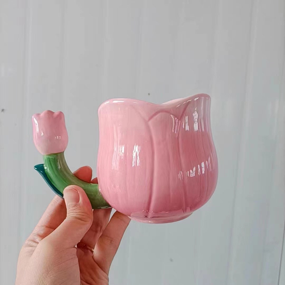 Handmade Embossed Tulip Mug