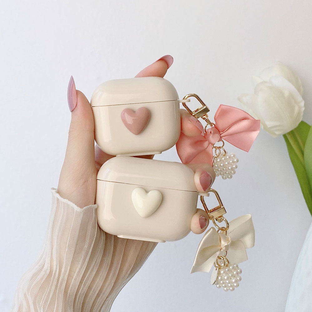 Heart and Bow Chain AirPods Case