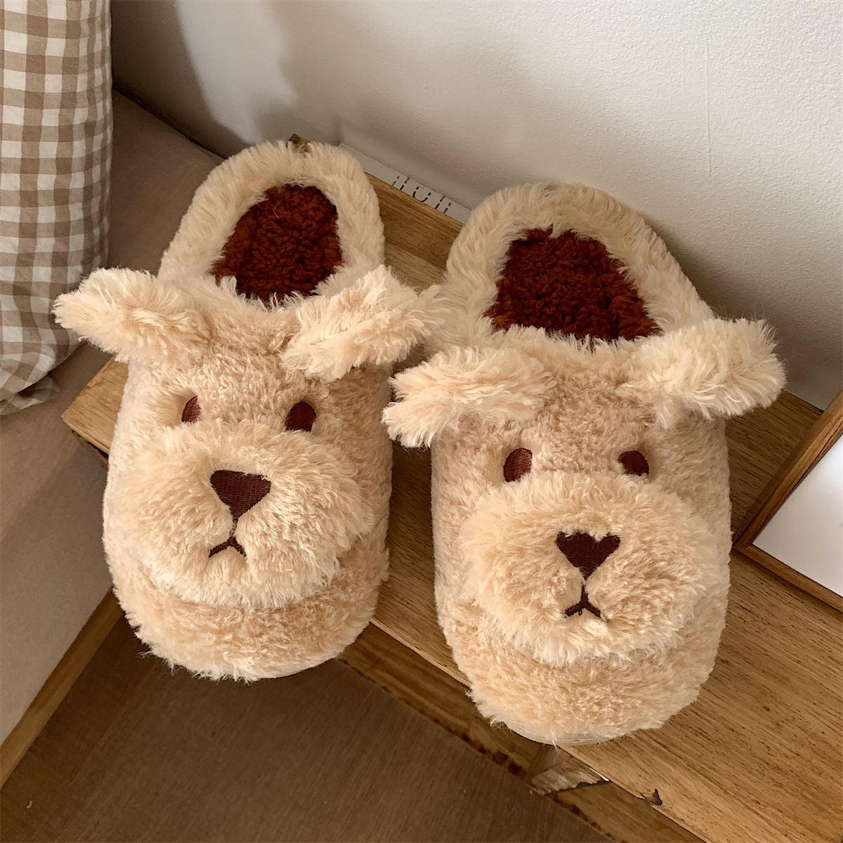 Plush Dog Ears Slippers