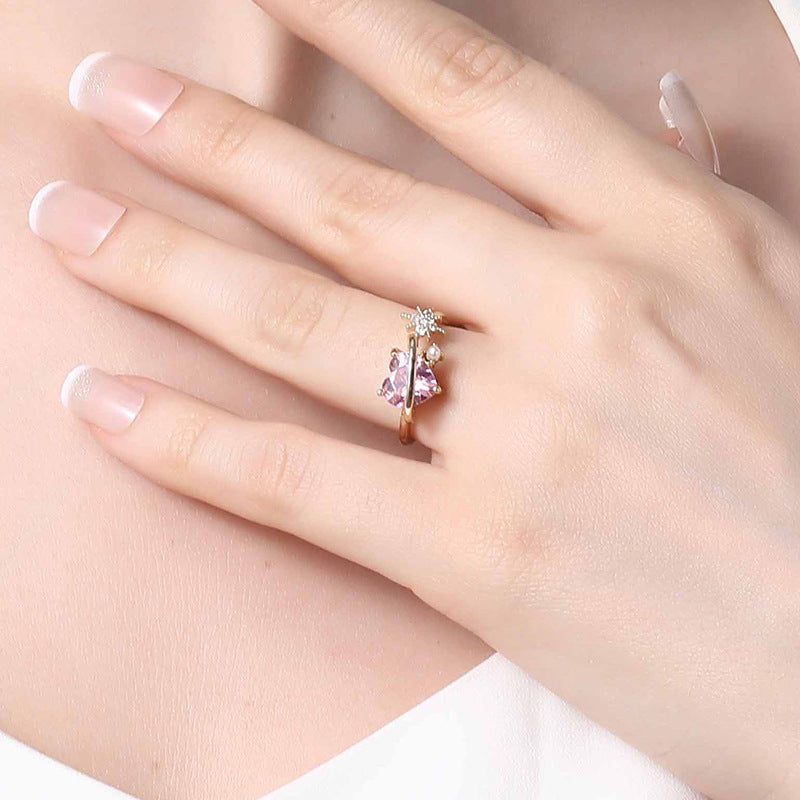 Heart &amp; Star Pink Ring