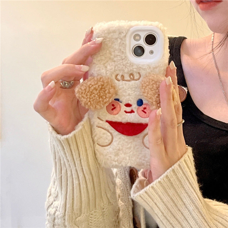 Plush Red Scarf Puppy Phone Case